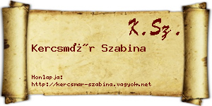 Kercsmár Szabina névjegykártya